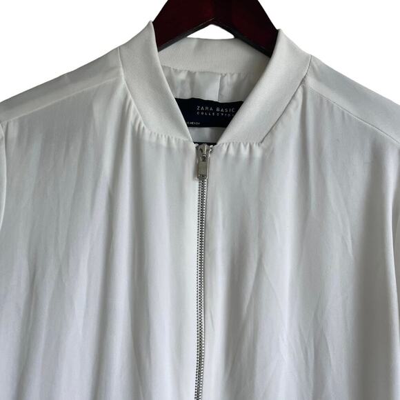 Y2K Zara Women Bomber Jacket XS White Retro Streetwear Satiny Fairycore Academia - Picture 6 of 13